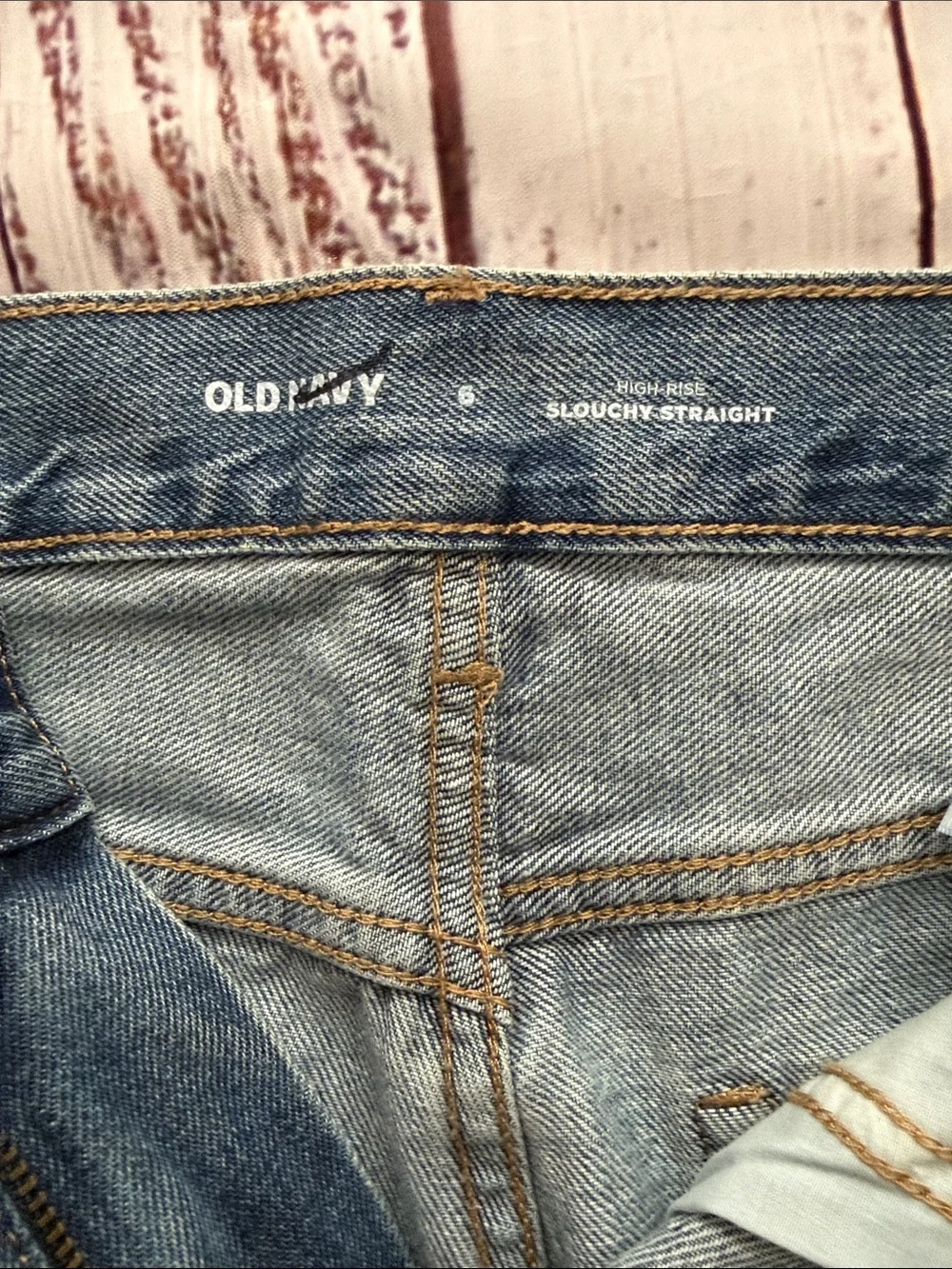 Old Navy High Rise Slouchy Straight Distressed Denim Long Cutoff Shorts 6 NWOT
